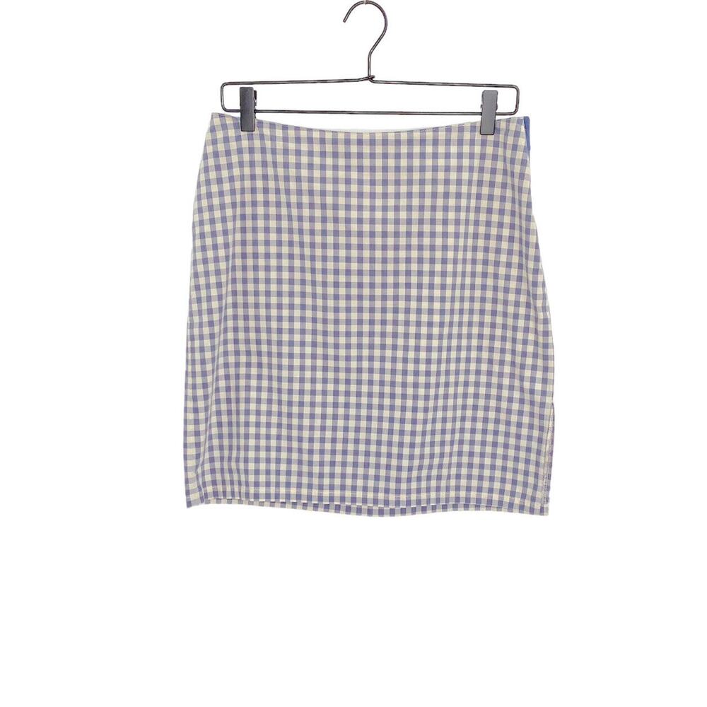 Tommy Hilfiger Skirt‎ Women's Size 8 Blue/Purple Gingham Cotton A-Line Side Slit